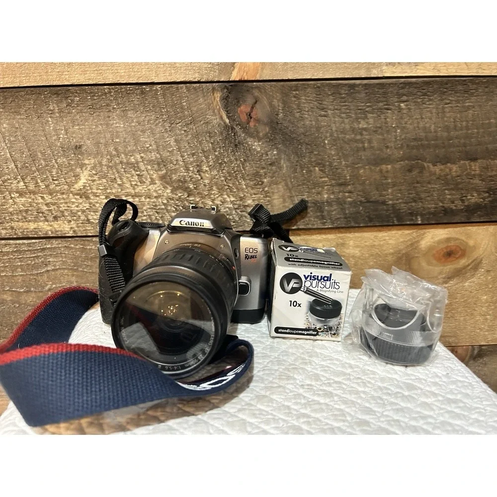 Canon EOS Rebel K2 35mm SLR Film Camera EF 28-90mm Zoom Lens Silver Not Tested